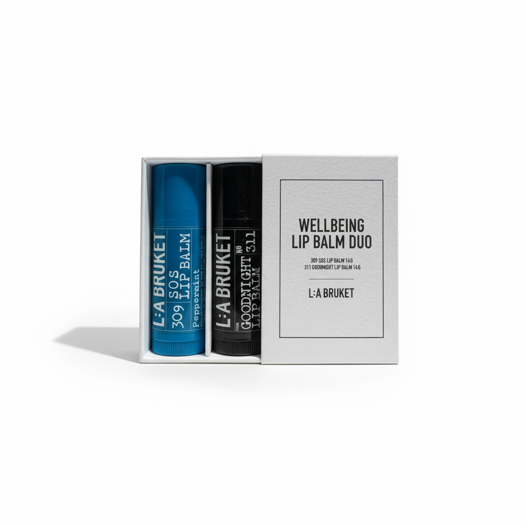 L:A Bruket Wellbeing Lip Blam Duo (SOS and Goodnight Lip Balms)-L:A Bruket-Oak Manor Fragrances