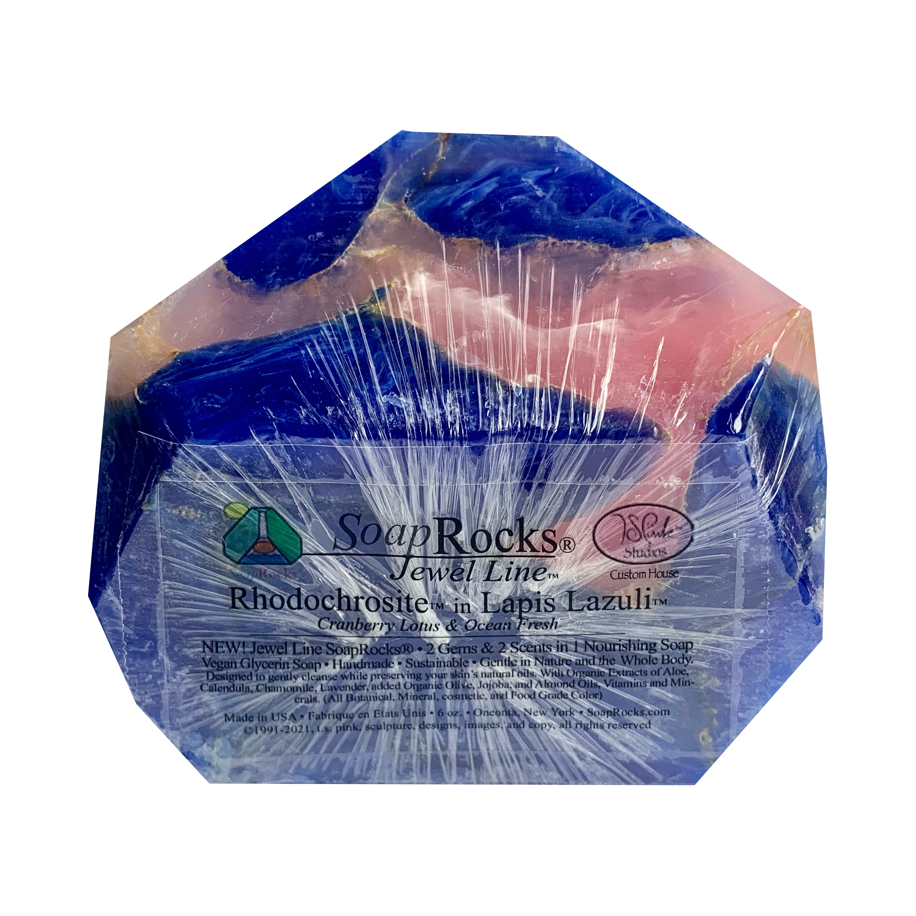 T.S. Pink SoapRocks 6 oz Jewel Collection Rhodochrosite in Lapis Lazuli-T.S. Pink SoapRocks-Oak Manor Fragrances