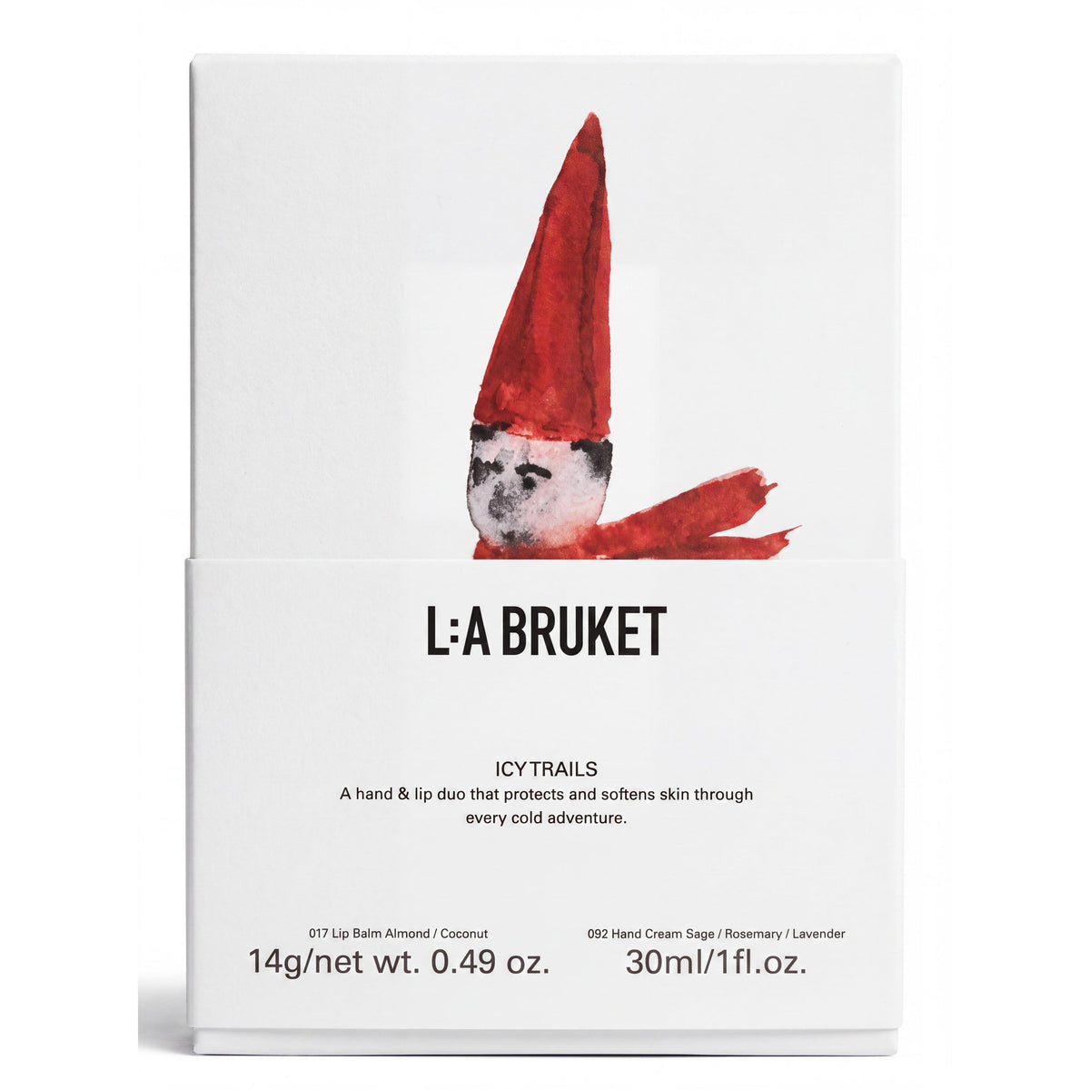 L:A Bruket Icy Trails Winter Kit - No. 017 Almond Coconut 14 g Lip Balm, No. 092 Rosemary Lavender Hand Cream 30 ml-L:A Bruket-Oak Manor Fragrances