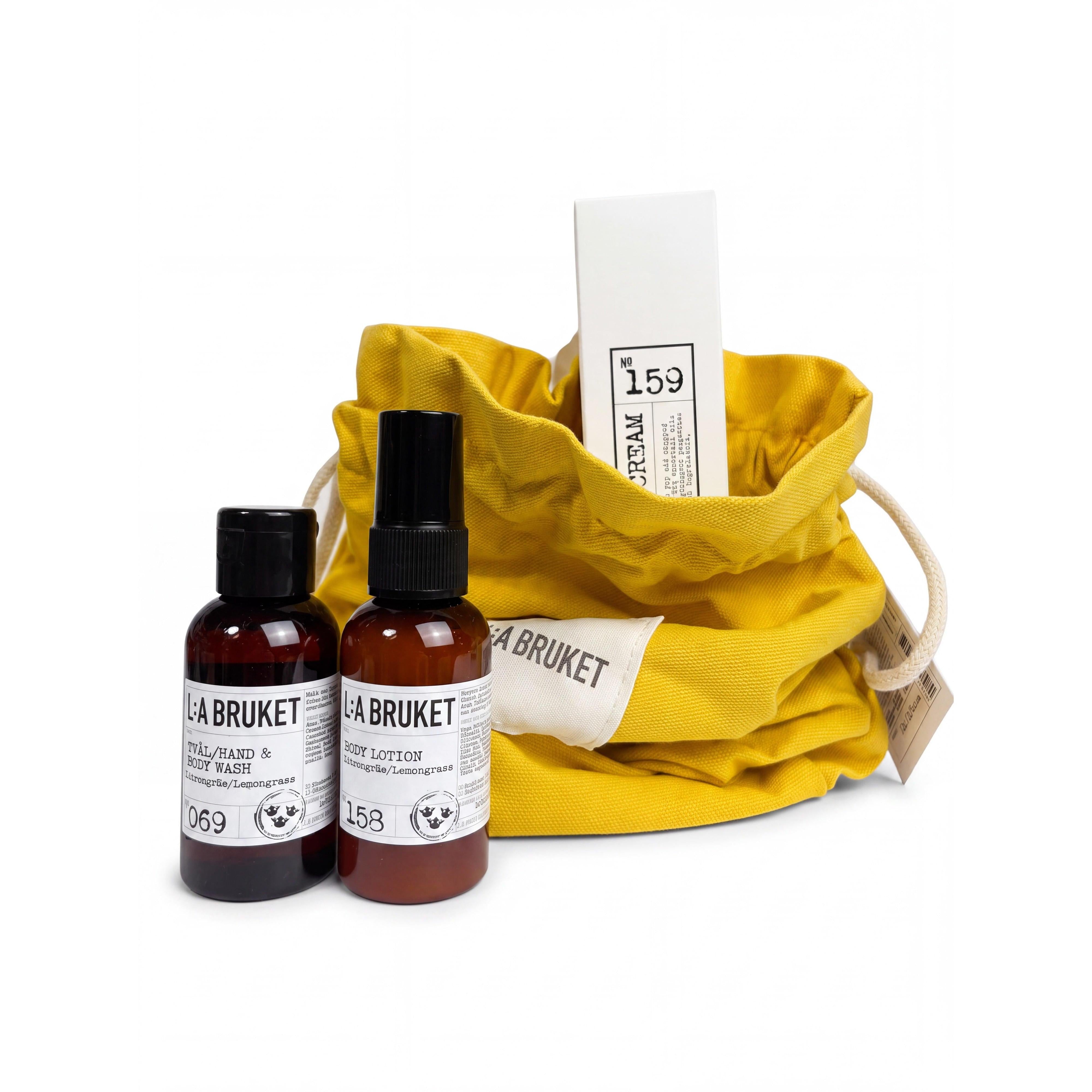 L:A Bruket Bright Summer Discovery Set - Lemongrass 55 ml Body Wash & Lotion, 70 ml Hand Cream-L:A Bruket-Oak Manor Fragrances