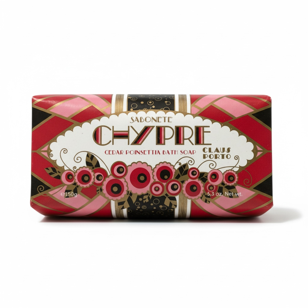 Claus Porto Chypre Cedar Poinsettia Soap Bar 150 g (5.3 oz)-Claus Porto-Oak Manor Fragrances