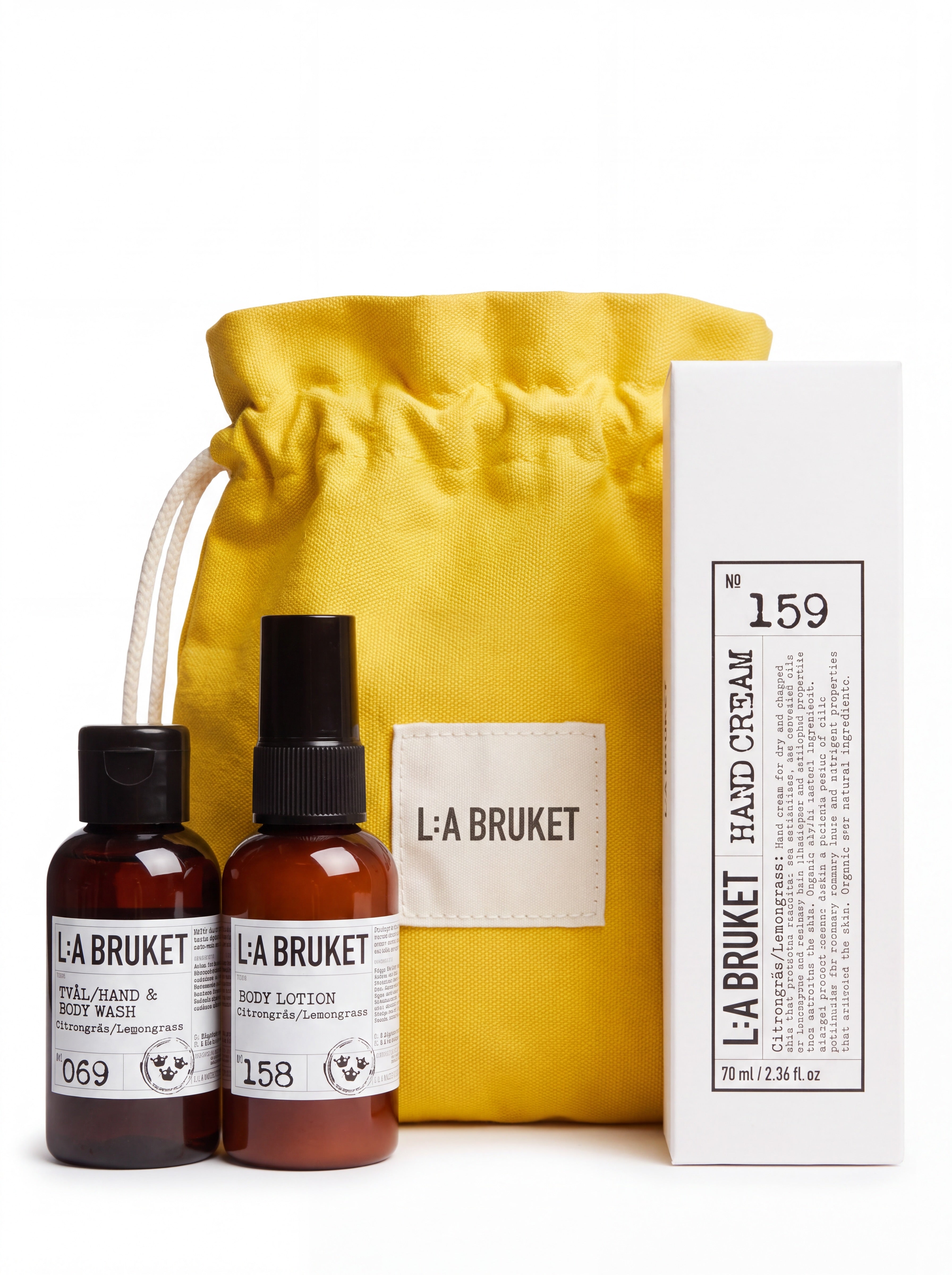 L:A Bruket Bright Summer Discovery Set - Lemongrass 55 ml Body Wash & Lotion, 70 ml Hand Cream