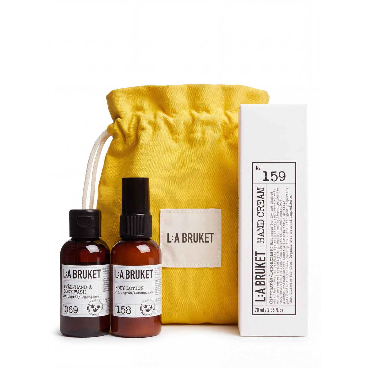 L:A Bruket Bright Summer Discovery Set - Lemongrass 55 ml Body Wash & Lotion, 70 ml Hand Cream-L:A Bruket-Oak Manor Fragrances