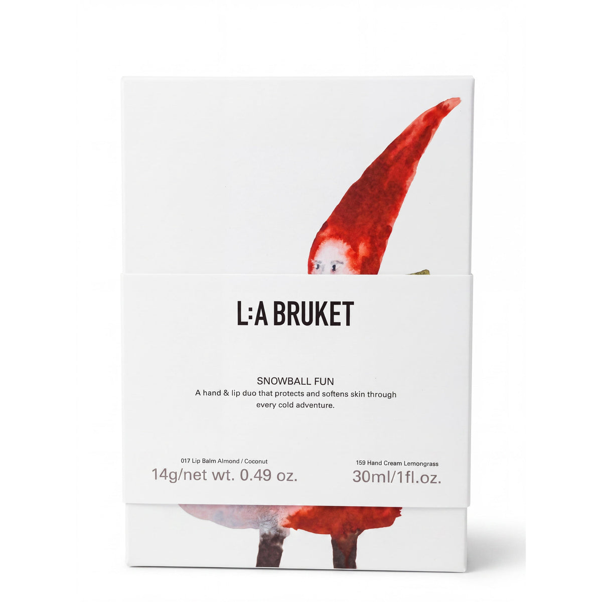 L:A Bruket Snowball Fun Winter Kit - No. 017 Almond Coconut 14 g Lip Balm, No. 159 Lemongrass Hand Cream 30 ml-L:A Bruket-Oak Manor Fragrances