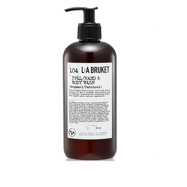 L:A Bruket No. 104 Bergamot Patchouili Hand and Body Wash 240 or 450 ml-L:A Bruket-Oak Manor Fragrances