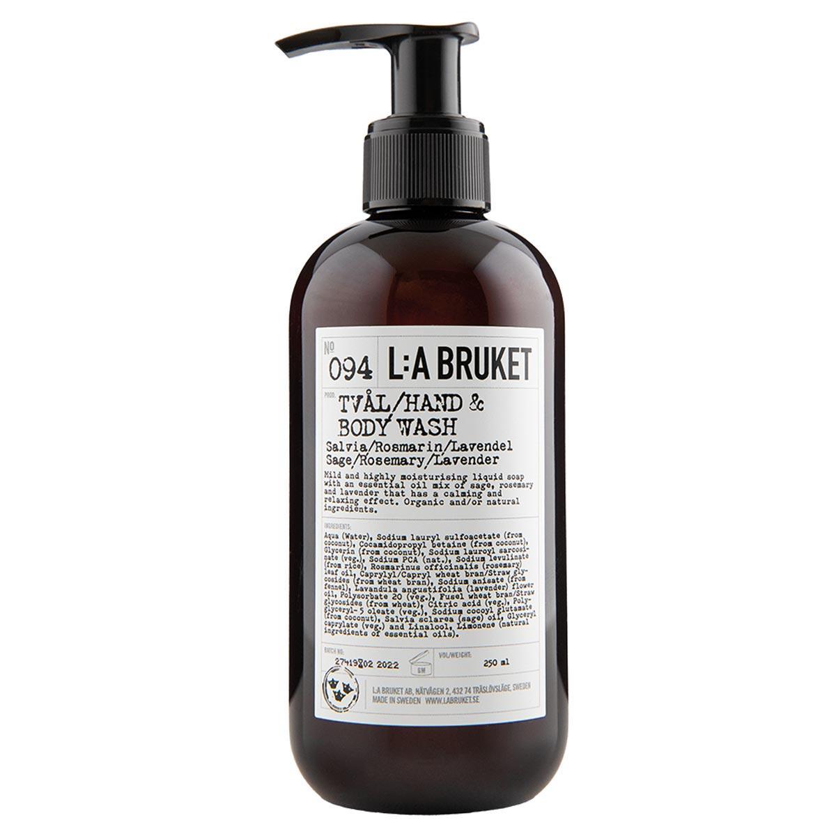 L:A Bruket No. 094 Sage Rosemary Lavender Hand and Body Wash 240 or 450 ml-L:A Bruket-Oak Manor Fragrances