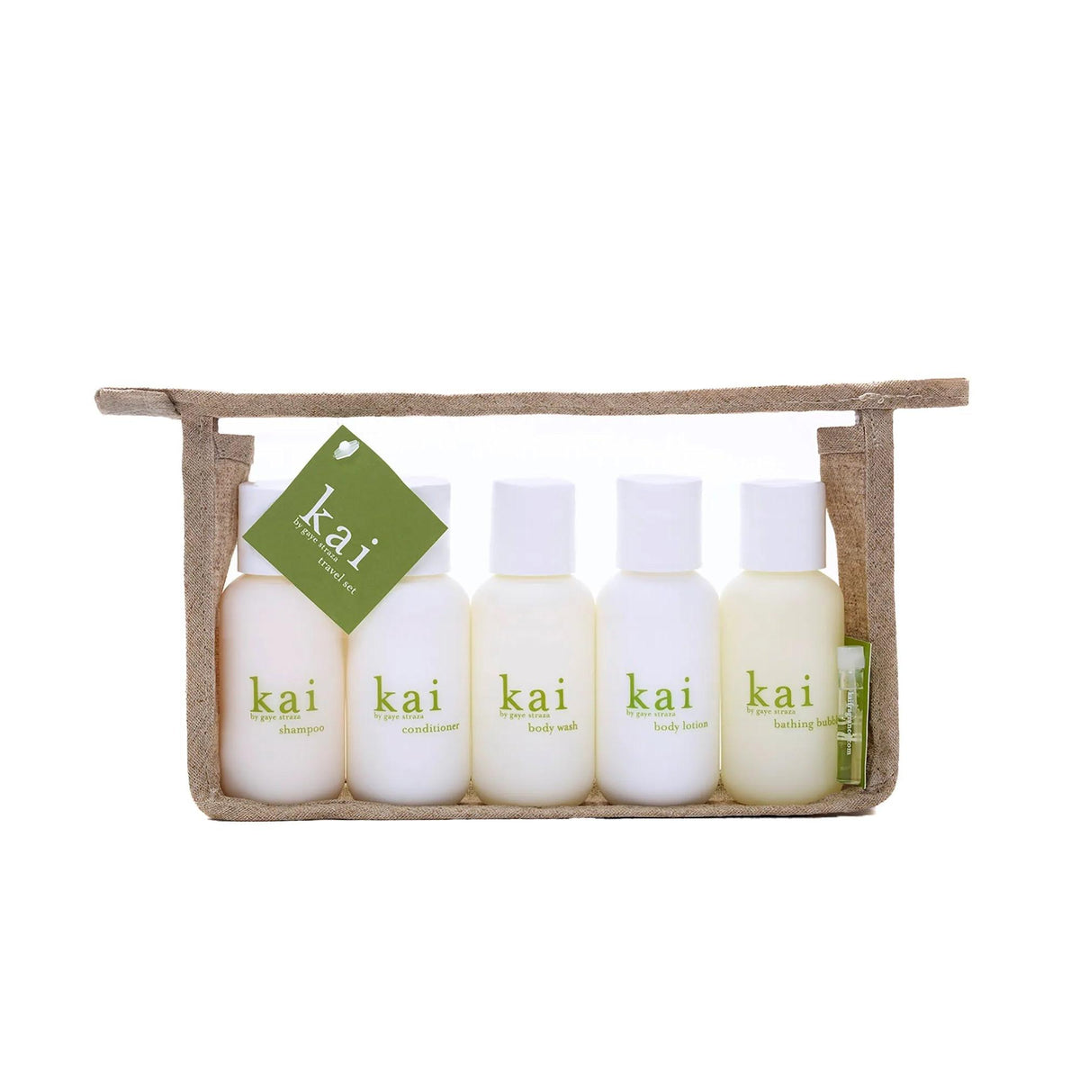 Kai Travel Set - 2 oz Body Wash, Body Lotion, Shampoo, Conditioner, Perfume Oil, Bathing Bubbles in Bag-KAI Fragrance-Oak Manor Fragrances