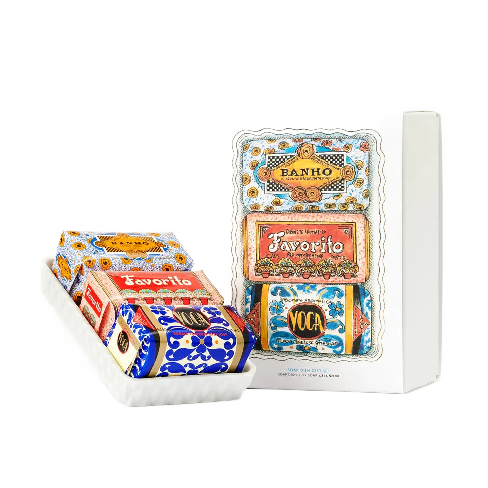 Claus Porto Soap Dish Gift Set 3 Mini Soaps - Banho, Favorito, and Voga-Claus Porto-Oak Manor Fragrances