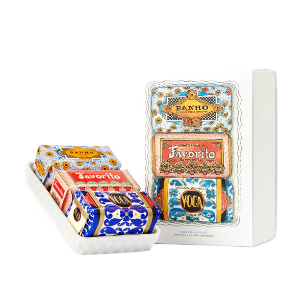 Claus Porto Soap Dish Gift Set 3 Mini Soaps - Banho, Favorito, and Voga-Claus Porto-Oak Manor Fragrances