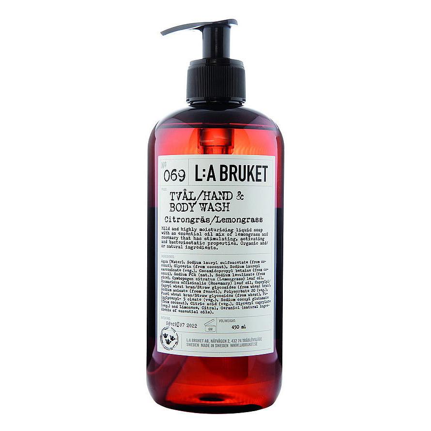L:A Bruket No. 069 Lemongrass Hand and Body Wash 240 or 450 ml-L:A Bruket-Oak Manor Fragrances