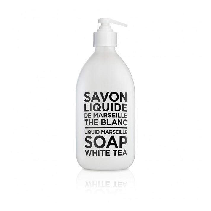 Compagnie de Provence White Tea Liquid Marseille Soap 16.9 oz Glass Bottle-Compagnie de Provence Savon de Marseille-Oak Manor Fragrances