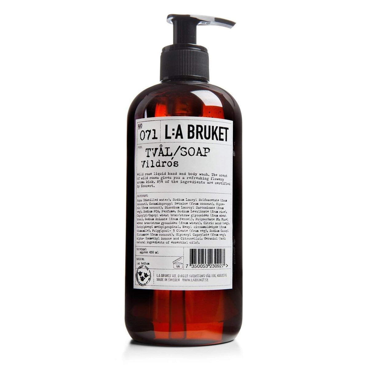 L:A Bruket No. 071 Liquid Soap (Hand and Body) Wild Rose-L:A Bruket-Oak Manor Fragrances