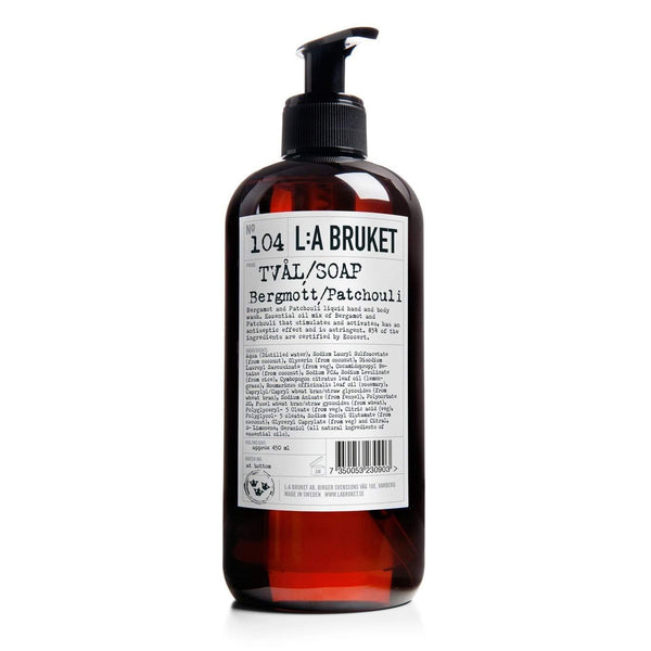 L:A Bruket No. 104 Liquid Soap (Hand and Body) Bergamot Patchouili-L:A Bruket-Oak Manor Fragrances