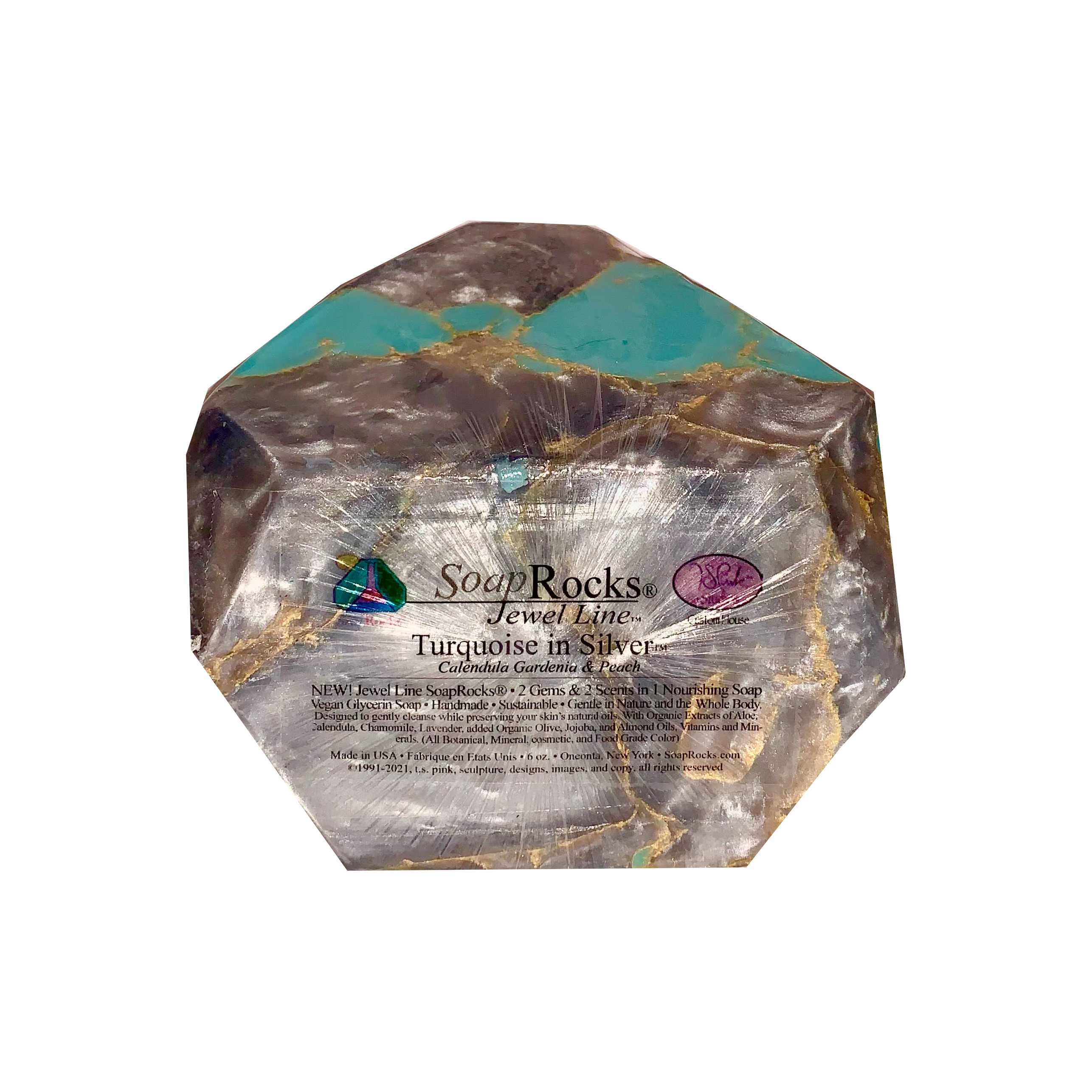 T.S. Pink SoapRocks 6 oz Jewel Collection Turquoise in Silver-T.S. Pink SoapRocks-Oak Manor Fragrances